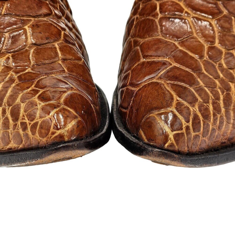 Vintage Preban Exotic Justin Womens 8AA Honey Brown Cowboy Western Boots Cowgirl - Picture 2 of 16